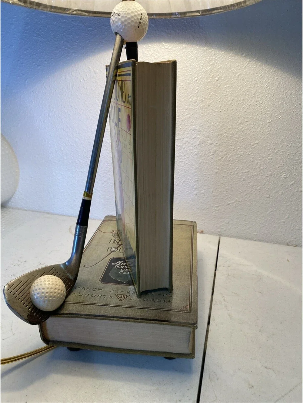 Vintage Bobby Jones Golf Lamp Plastic Still On Lampshade West Palm Beach Rare !!